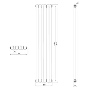 Estelle Grey Vertical Column Radiator - 1800x380mm