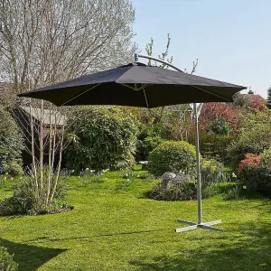 Home Source Gozo 3m Garden Outdoor Overhanging Cantilever Crank Parasol Black