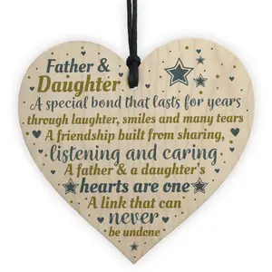 Red Ocean Father And Daughter Gifts Handmade Wooden Heart Father Gifts From Daughter Keepsake Plaque