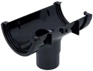 Floplast Miniflo Black Half Round Running Gutter Outlet, (l)150mm (dia)76mm