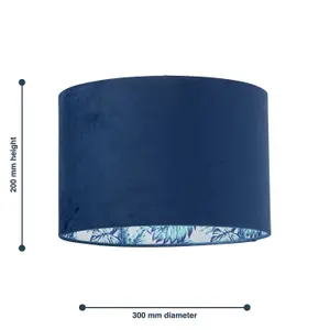 First Choice Lighting Set of 2 Parrot Velvet Blue Parrot Design 30cm Pendant or Table Lamp Shades