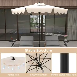 Costway 9 FT Patio Umbrella Outdoor Heavy-Duty 2-Tier Market Table Umbrella