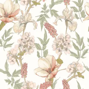 Hoopla Walls Orchid Bloom Sage & Hazel Smooth Matt Wallpaper