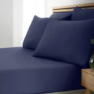 So Soft Easy Iron Fitted Sheet Navy / Single (3')