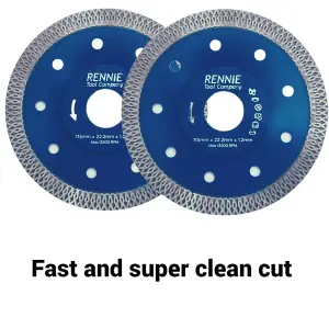 2 Pack x 115mm Diamond Cutting Disc Saw Blade 1.2mm Super Thin Turbo Disks For Angle Grinders For  Porcelain Tiles Ceramics