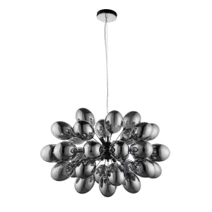 Anson Lighting Carlin 8lt Pendant light finished in Black chrome plate and dark chromed glass