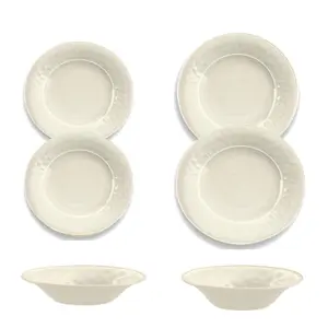 Purely Home Crackle Cream Melamine 6 Piece Outdoor Dinnerware Set for 2