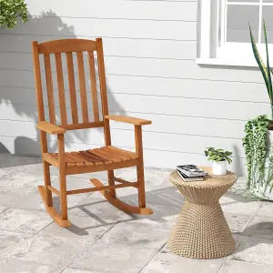 Costway Garden Rocking Chair Eucalyptus Wood Chair Patio Slatted Rocker