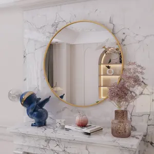 Jobu Home - Rei, Large Round Gold Metal Circle Mirror - 90cm x 90cm