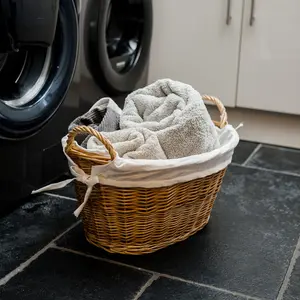 Hand Woven Wicker Laundry Basket with Handles Natural / Large (27 cm x 50 cm x 38 cm)