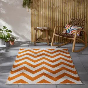 The Rug Seller Orange Brittany Chevron Rug For Living Room - Large 160x230cm