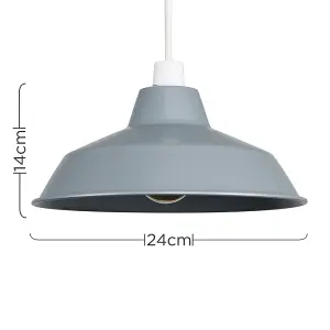 ValueLights Colby Retro Style Gloss Grey Metal Reflector Ceiling Pendant Light Shade