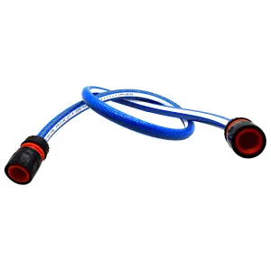 Garden Hose Pipe, 1 m / 3.2 ft Long + 2 x Connectors, Reinforced 6 Layer Non-Toxic 1/2" Watering Irrigation Hosepipe (Blue)