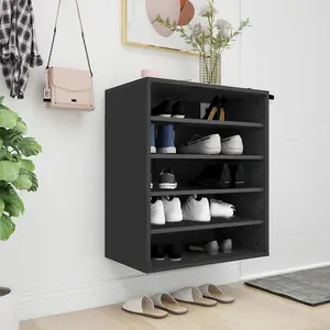 Berkfield Shoe Cabinet Black 60x35x70 cm Engineered Wood