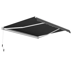 Costway 3.6 x 3m Patio Awning Manual Garden Canopy Sun Shade Retractable Shelter Outdoor