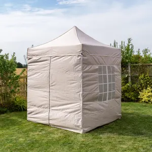 Pop Up 2x2 Gazebo With Sides Beige