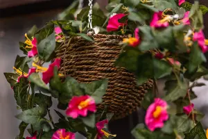 Artificial Purple Flower Hanging Basket Garden