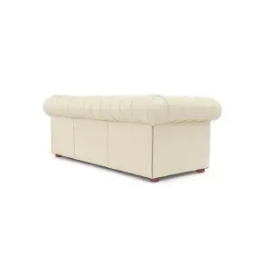 Chesterfield 3 Seater Shelly Cream Real Leather Sofa Bespoke In Classic Style