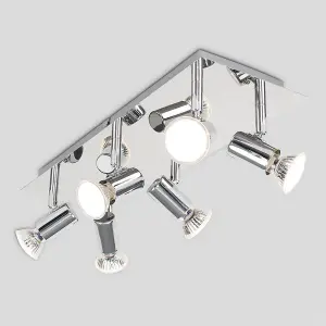 ValueLights Consul Silver Ceiling Bar Spotlight and GU10 Spotlight LED 5W Cool White 6500K Bulbs