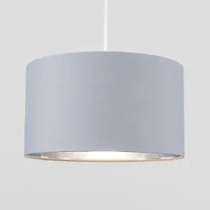 ValueLights Reni Grey and Chrome Large Ceiling Pendant Light Shade