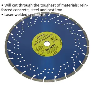 Premium Platinum Allmat Diamond Blade for Stone and Metal - 350mm Diameter