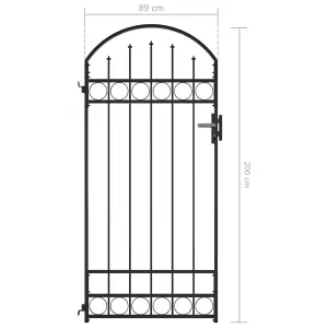 Berkfield Fence Gate with Arched Top Steel 89x200 cm Black