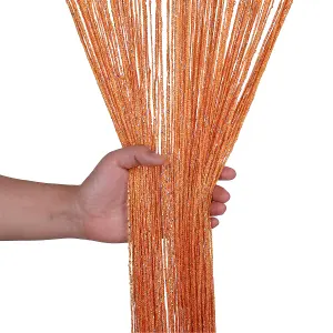 String Curtain Panel Spaghetti Tassel Curtain, 200cm x 90cm - Orange