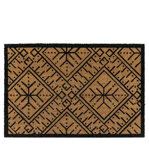 Ikat Black And Natural Coir Doormat 600X900mm