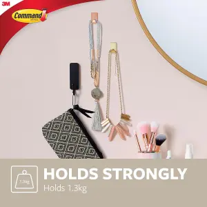 Command™ Small Metallic Hook, Gold Colour, 17032BR-4ES, 4 Hooks, 5 Strips