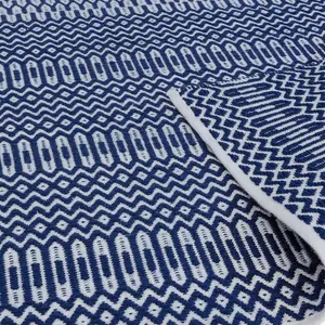 Blue Outdoor Rug, Geometric Stain-Resistant Rug For Patio Decks  2mm Modern Outdoor Area Rug-120cm X 170cm