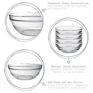 Duralex - Lys Glass Stacking Bowls for Mixing, Kitchen, Serving - 31cm (12") - Pack of 6