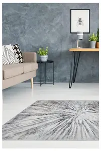 Abstract Collection Burst Design Rug in Grey  D149A