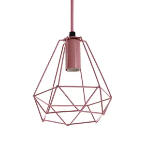 Interiors by Premier Beli Pink Metal Wire Pendant Light