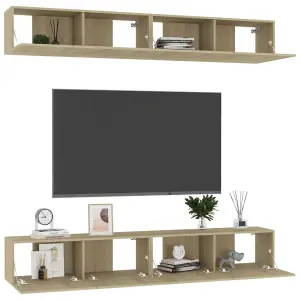 Berkfield TV Cabinets 4 pcs Sonoma Oak 100x30x30 cm Engineered Wood