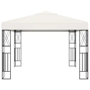 Berkfield Gazebo with LED String Lights 3x3 m Cream Fabric