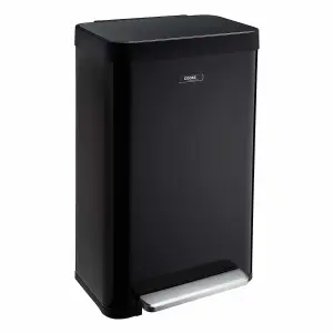 Kitchen Rubbish Waste Bin Recycling Wide Single Pedal 65L Matt Black