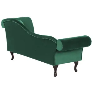 Right Hand Chaise Lounge Velvet Dark Green LATTES