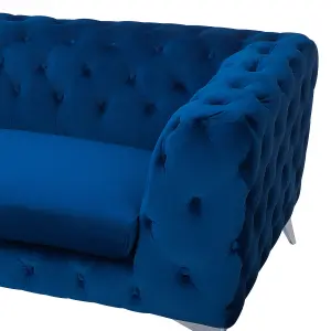 3 Seater Velvet Fabric Sofa Cobalt Blue SOTRA