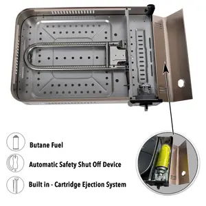 Portable Camping Gas Grill BBQ with Lid Outdoor Butan Stove