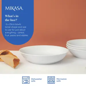 Mikasa Chalk Porcelain Pasta Bowls, Set of 4, 23cm, White