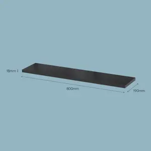 GoodHome Rigga Satin black Rectangular Floating shelf (L)80cm x (D)19cm