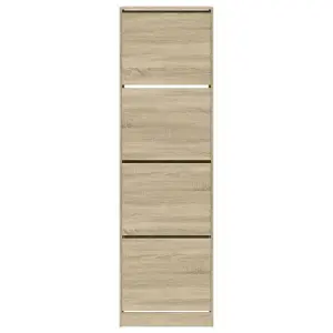 Berkfield Shoe Cabinet with 4 Flip-Drawers Sonoma Oak 60x42x204 cm