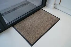 Non Slip Absorbent Dirt Trapper Rubber Edged Door Mats Beige 100x150 cm