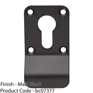 EURO Profile Cylinder Latch Pull Handle 78mm x 44mm Matt Black Door Finger