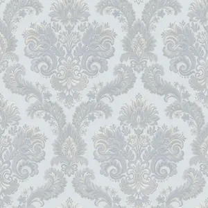 Galerie Italian Style Light Blue Traditional Floral Damask Wallpaper Roll