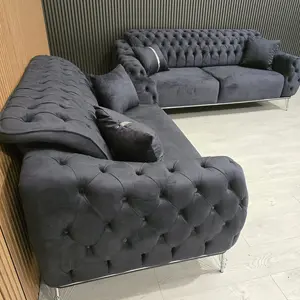 Monalisa Velvet Sofa 3+2 Sofa Set Dark Grey