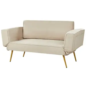 Beliani Glam Sofa Bed SAARELA Beige