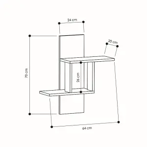 Decortie Mill 2-Tier Modern Floating Wall Shelf White 70cm