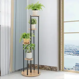 COSTWAY Indoor Metal Plant Stand 125 cm Tall Corner Plant Shelf Display Shelf