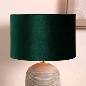 35cm Forest Green Velvet Cylinder Table Lampshade